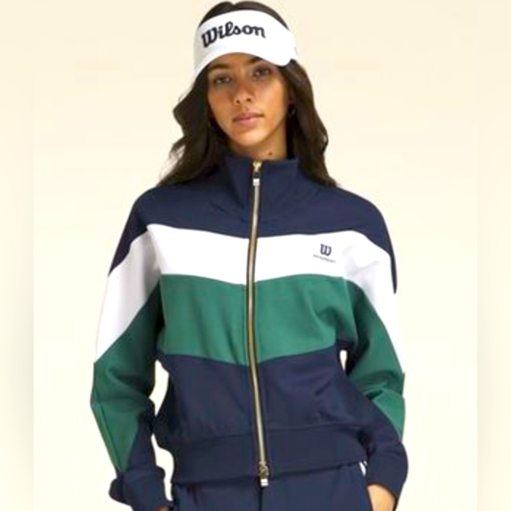 Wilson Navy, Green & White Colorblock Zip-Front Track Jacket